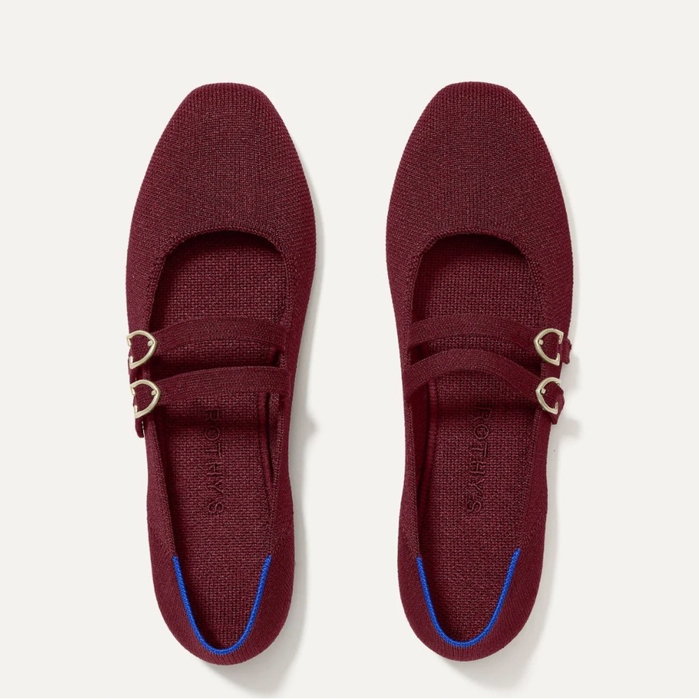Rothy's The Double Buckle Mary Jane Flats in Cabernet Size 7
